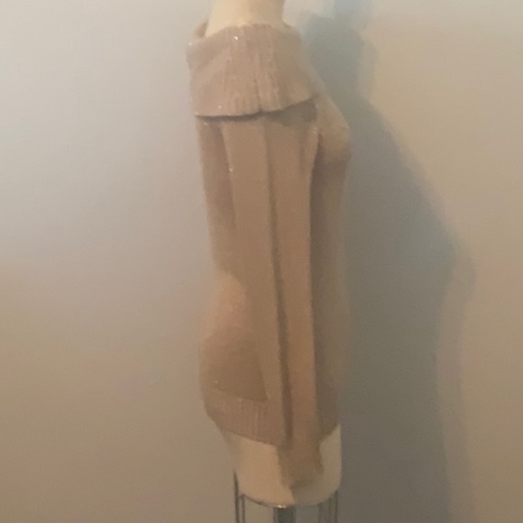 Michael Michael Kors gold sequin sweater.  Off the shoulder cowl - Picture 2 of 10